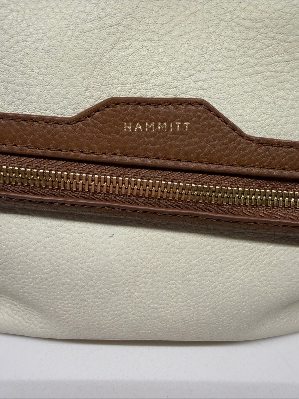 Hammitt Cream and Brown Leather Foldover Crossbody - Picture 5 of 16